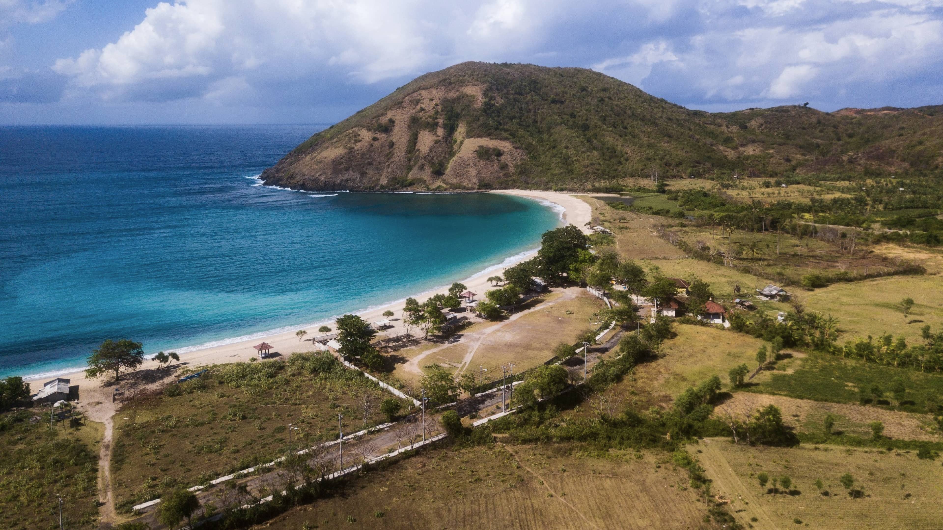 Dry landscape of Lombok, dry rocky hills of Lombok