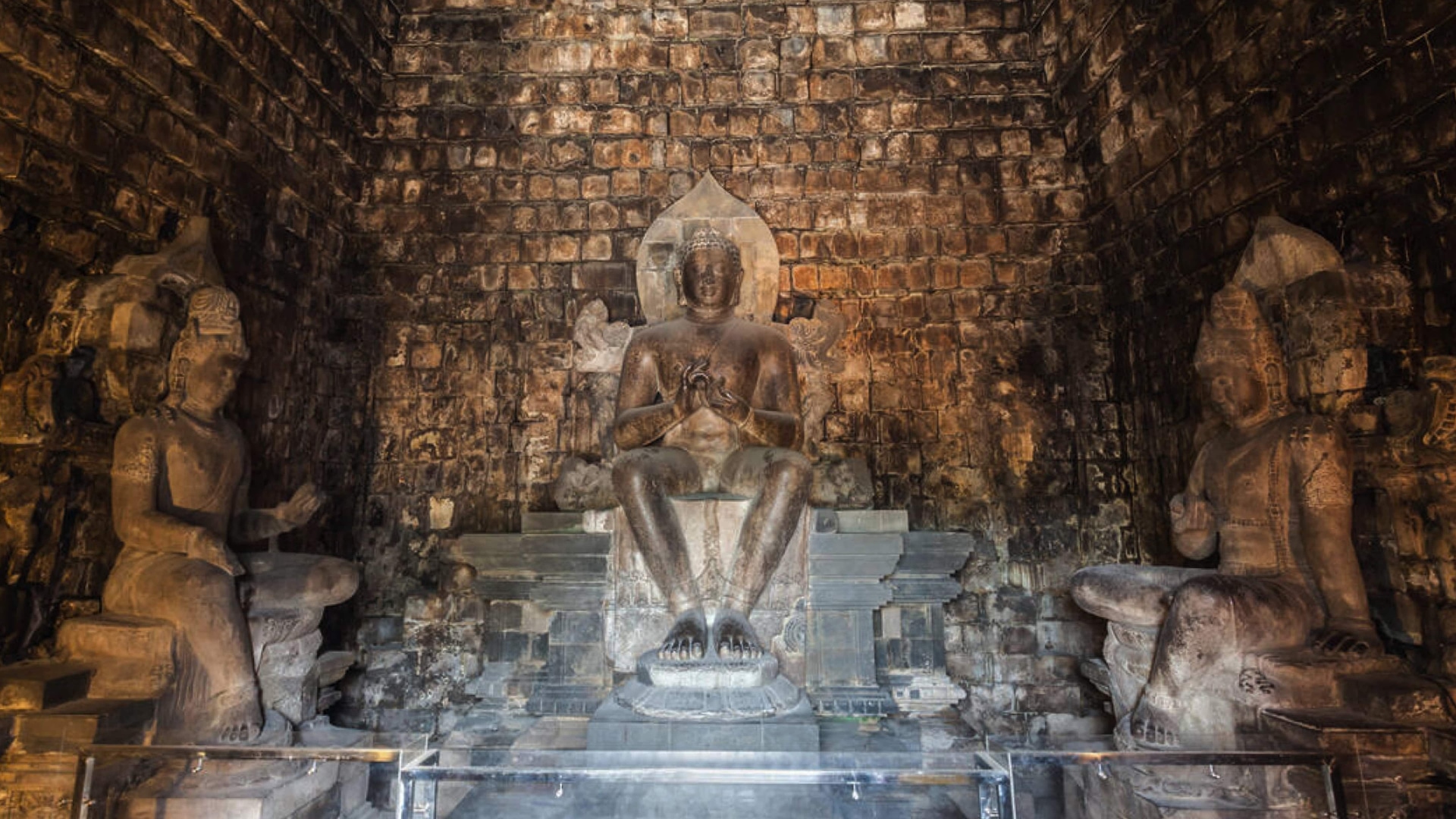 Mendut Temple Buddha statue near Borobudur